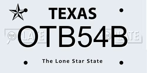 OTB54B Texas License Plate