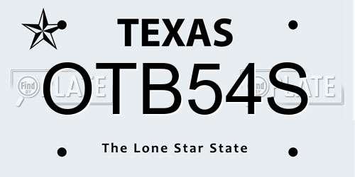 OTB54S Texas License Plate