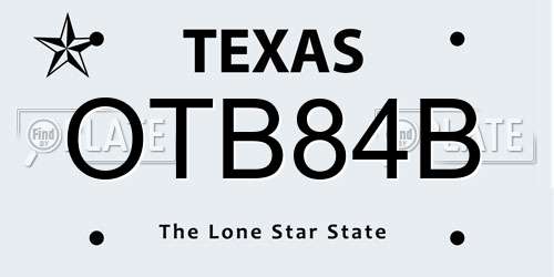 OTB84B Texas License Plate