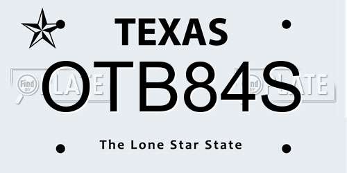 OTB84S Texas License Plate