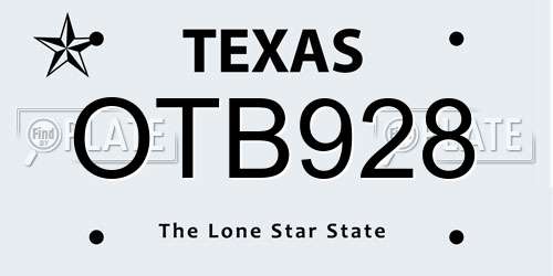 OTB928 Texas License Plate