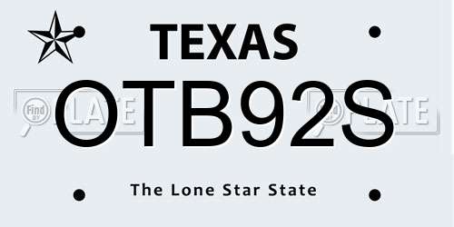 OTB92S Texas License Plate