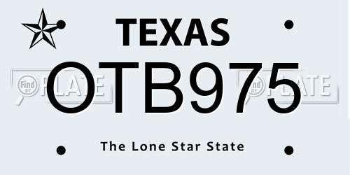 OTB975 Texas License Plate