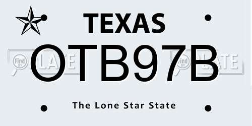 OTB97B Texas License Plate