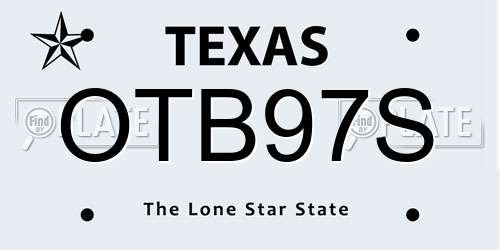 OTB97S Texas License Plate