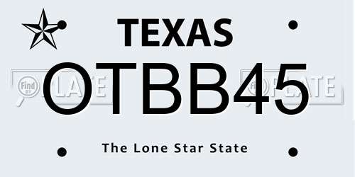 OTBB45 Texas License Plate