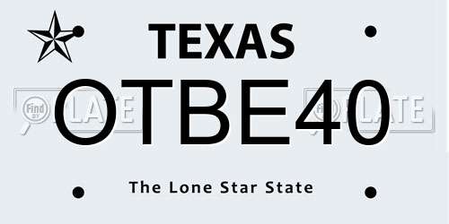 OTBE40 Texas License Plate