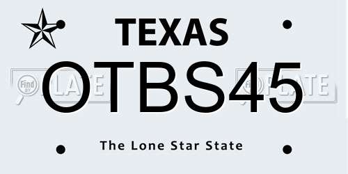 OTBS45 Texas License Plate