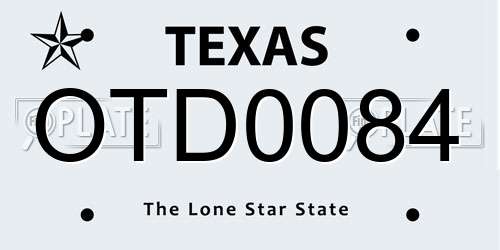 OTD0084 Texas License Plate