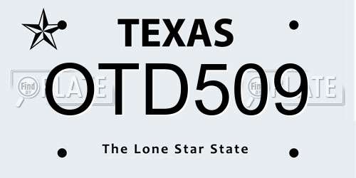 OTD509 Texas License Plate