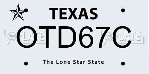 OTD67C Texas License Plate