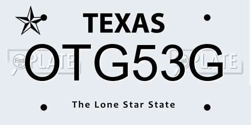 OTG53G Texas License Plate