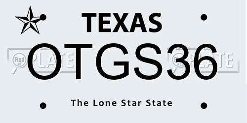 OTGS36 Texas License Plate