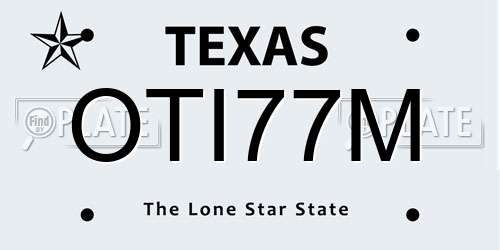 OTI77M Texas License Plate