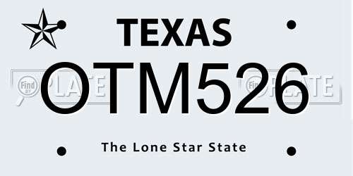 OTM526 Texas License Plate