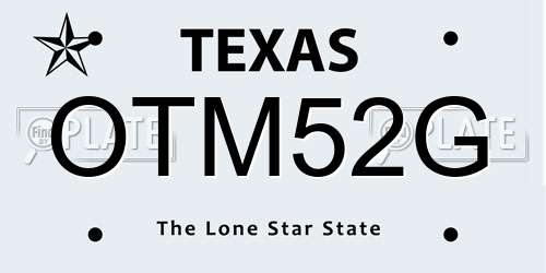 OTM52G Texas License Plate