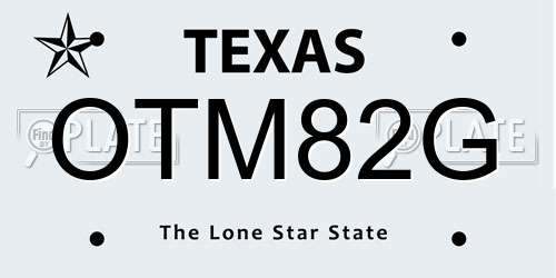 OTM82G Texas License Plate