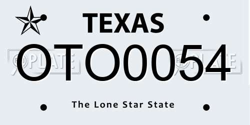 OTO0054 Texas License Plate