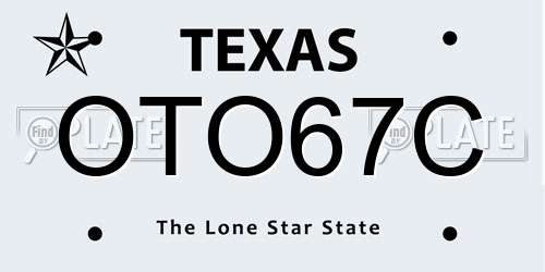 OTO67C Texas License Plate