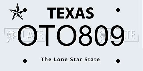 OTO809 Texas License Plate