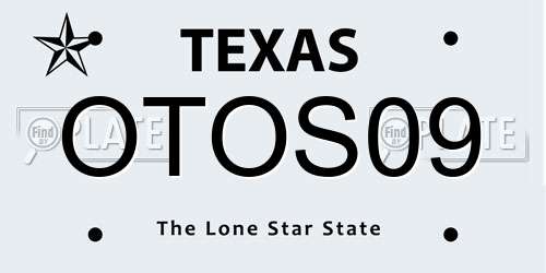 OTOS09 Texas License Plate