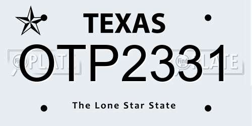 OTP2331 Texas License Plate