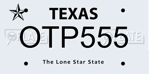OTP555 Texas License Plate