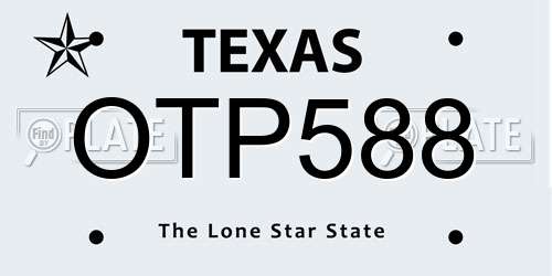 OTP588 Texas License Plate