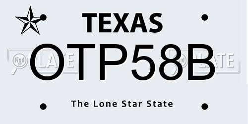 OTP58B Texas License Plate
