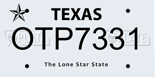 OTP7331 Texas License Plate