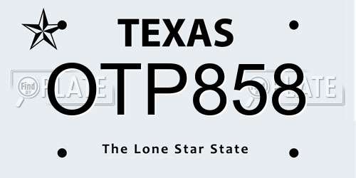 OTP858 Texas License Plate