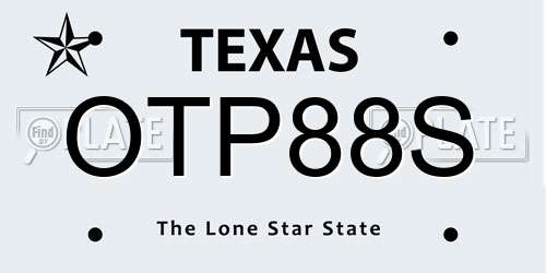 OTP88S Texas License Plate
