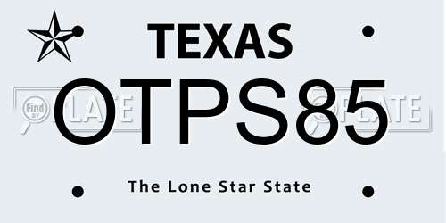 OTPS85 Texas License Plate