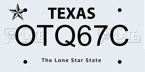 OTQ67C Texas License Plate