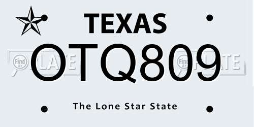OTQ809 Texas License Plate