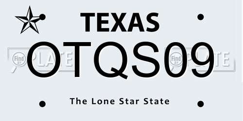 OTQS09 Texas License Plate