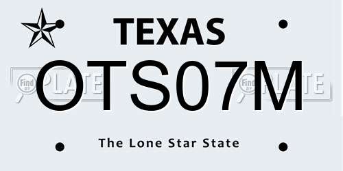 OTS07M Texas License Plate