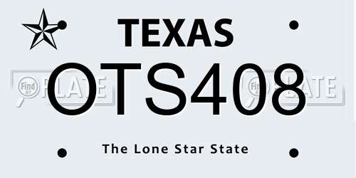 OTS408 Texas License Plate