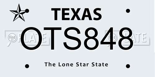 OTS848 Texas License Plate