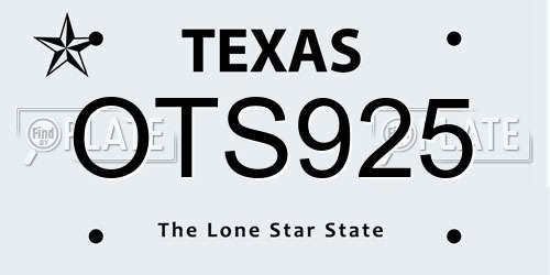 OTS925 Texas License Plate