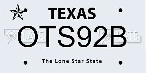 OTS92B Texas License Plate