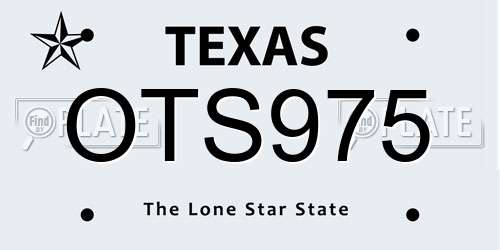 OTS975 Texas License Plate