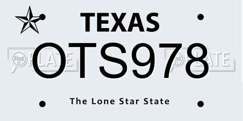 OTS978 Texas License Plate