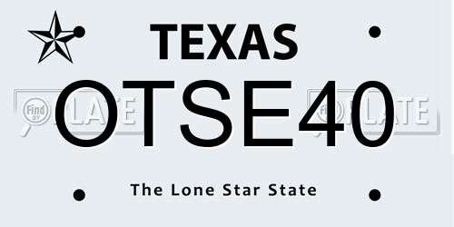 OTSE40 Texas License Plate