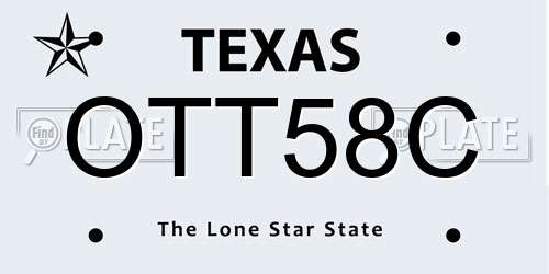 OTT58C Texas License Plate