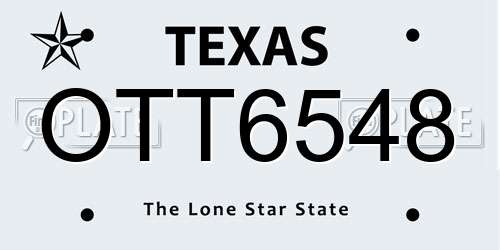 OTT6548 Texas License Plate