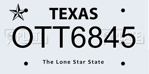 OTT6845 Texas License Plate