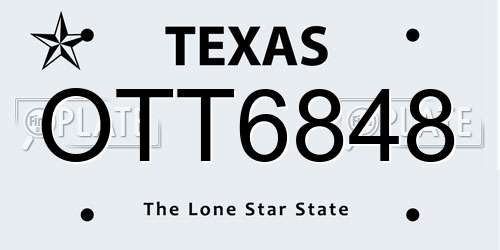 OTT6848 Texas License Plate