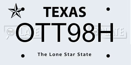 OTT98H Texas License Plate