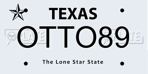 OTTO89 Texas License Plate